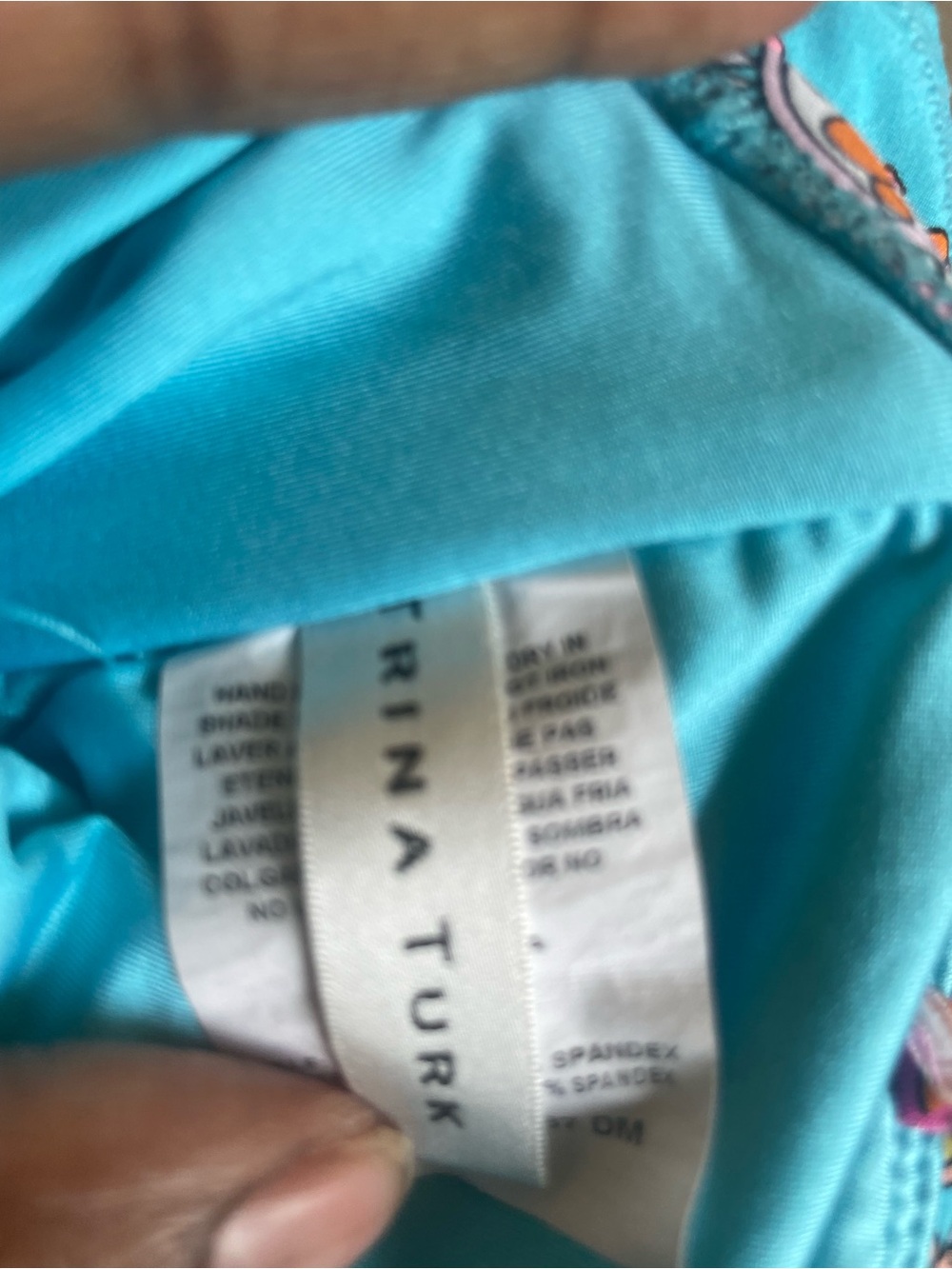 Strapless One-Piece Swimsuit in Pink & Turquoise - Picture 2 of 6